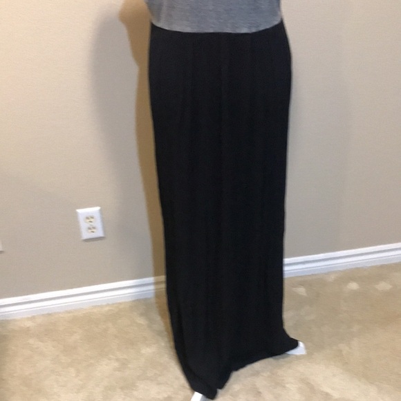 Loft Gray Racerback & Black Gauzy Pleated Skirt Racerback Maxi Dress-XL - Picture 8 of 12